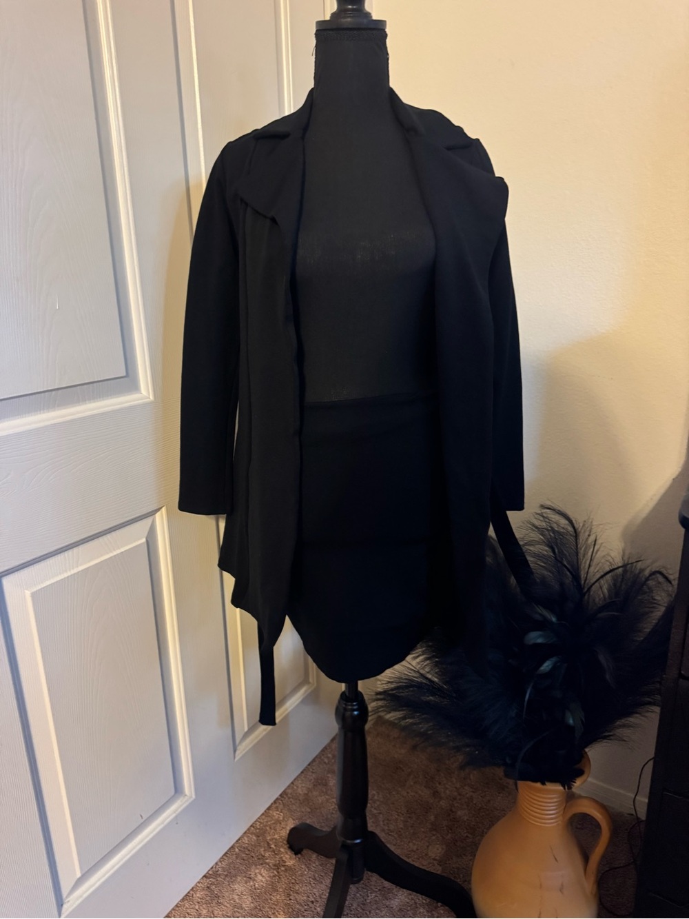 Classic Black Women's Open Front Jacket